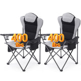 Aohanoi 2 Pack Camping Chairs for Heavy People,Outdoor Folding Camp Chairs for Adults with Cup Holder & Cooler Bag for Outside,Outdoor Lawn Chairs Supports Up to 400lbs