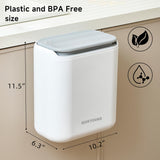 Small Trash Can with Lid, 1.8 Gallon Flip-Top Wall-Mounted Garbage Can, Slim Waste Basket & Compost Bin for Bathroom, Kitchen