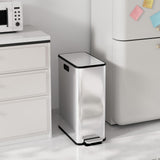 GarveeHome 14.8 gal Dual Compartment Step Trash Can, Stainless Steel Kitchen Bin with Butterfly Lid & Foot Pedal, 2x7.4 gal, Silver