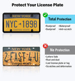 KLSKKJ 2 Pack Clear License Plate Covers and Frames, License Plate Protector Unbreakable Plastic Shields Tag Holder Fits Standard US Plates with Screws Caps