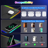 RGB Gaming Mouse Pad with Magnetic Wireless Charging & Foldable Phone Stand