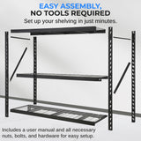 SereneLife Heavy Duty 3-Tier Metal Garage Shelving | 24" x 77" x 72" Extra Wide Adjustable Storage Utility | Freestanding Bulk Storage Rack | Open Wire Mesh Design | 2000 lbs. Capacity