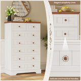 Hasuit White Dresser for Bedroom, Farmhouse 7 Drawers Dresser, 51.4"Tall Dressers Chest of Drawers with Hand Carved Panel, Large Wood Closet Storage Organizers Dressers for Bedroom Living Room Hallway