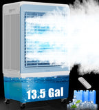 AKIRES 6000CFM Large Swamp Cooler with 13.5-Gal Water Tank,3-IN-1 Evaporative Air Cooler with Remote Control,4 Ice Packs,12H Timer, Evaporative Cooler for Indoor,Outdoor,Garage Use(47IN)