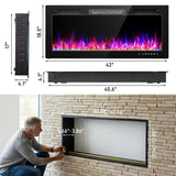 Winado 42" Electric Fireplace, Inserts/Wall Mounted Fireplace Heater with Remote Control, 12 Adjustable Flame Colors, Log & Crystal, 8H Timer for Living Room, Bedroom Inddoor