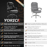 Big and Tall 400lbs Office Chair - Adjustable Lumbar Support Quiet Rubber Wheels Heavy Duty Metal Base (Black) YORICK
