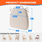Chair Cushions for Dining Chairs, D-Shaped Seat Cushions with Removable Washable Cover and Ties