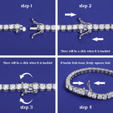 Gugots Moissanite Tennis Bracelet for Women Men S925 Sterling Silver D Color VVS1 Round Cut Moissanite Bracelet 5MM 7.5inch White Gold Plated