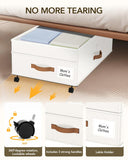 Megapuxin Under Bed Storage with Wheels, 10 inches Under Bed Storage Containers, 65L XXL Large Adjustable Underbed with Lids, Rolling Underbed Storage bins for Shoes, Clothes, Blankets, White