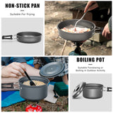 Lixada 10pcs Camping Cookware Mess Kit, Non-Stick Lightweight Stackable Pot Pan Bowls Camping Cooking Set with Storage Bag, Portable Outdoor Cookware Accessories for Backpacking Hiking Picnic