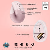 Logitech Lift Vertical Ergonomic Mouse, Wireless, Bluetooth or Logi Bolt USB Receiver