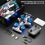 Xelabrion Remote Control Airplane Car Toys for Kids Ages 4-6-8-10-12, 2-in-1 Foam RC Plane Car Jet Mini Drone, Racing Car Stunt Plane Toys for Kids Boys Beginners 4 5 6 7 8 9 Year Indoor Outdoor Play