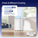 DELLA Sylro Series Smart Portable AC, 12,000 BTU Free-Standing Cooling AC with Fan & Dehumidifier, 45dB Ultra Quiet, APP/Voice/Remote Control, 4 Speed, Turbo & Sleep Mode, Fits 20.5"–67.3" Windows