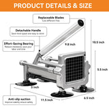 MYTASUY Commercial French Fry Cutter Stainless Steel.Potato Cutter for French Fries with 1/4 and 3/8Inch Blade, Commercial French Fry Cutter Manual Potatoes Cutting Machine with Suction Feet.