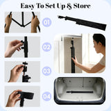 Rmnhd Hair Dryer Holder Stand, Hands Free Blow Dryer Stand with Clamp, Adjustable Height & 360° Rotating Hair Dryer Stand for Home & Salon Styling, Foldable & Stable