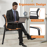 CLATINA Black Waiting Room Chair with Wheels Mesh Back Stacking Arm Chairs