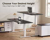 OffiGo 55" L Shaped Electric Standing Desk with Cabinet Sets, Black/White