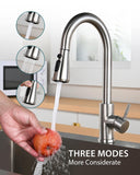 Hiqufet Kitchen Faucet with Pull Down Sprayer, Single Handle High Arc Kitchen Sink Faucet, Lead-Free Stainless Steel Modern Rv Bar Sink Faucets (Brushed Nickel)
