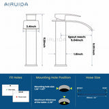Airuida Vessel Sink Faucet, Tall Waterfall Bathroom Faucet, Single Handle One Hole Mixer Bowl Tap with Large Rectangular Spout, Bar Sink Faucet Lavatory Vanity- Matte Black