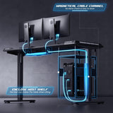Gaming Standing Desk with LED Lights & Host Shelf, 55" x 24" Gaming Table with Music Sensing APP Control