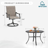 MFSTUDIO 5 Piece Outdoor Dining Set, Round Patio Table & Swivel Chairs