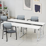 CLATINA Grey Waiting Room Chair with Wheels Mesh Back Stacking Arm Chairs