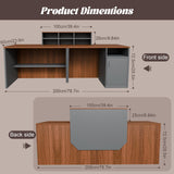 JFazzruit Large Reception Desk, 78.7" / 63" Wide Front Desk with Counter for Office Clothing Store Company Lobby Coffee Shop Long Receptionist Desk Modern Black (Walnut, 78.7''L x 23.6''W x 28.5''H)