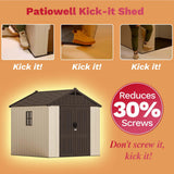 Patiowell 8x8 FT Resin Outdoor Storage Shed with Floor, Beige