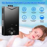 US Fast Arrival Tankless Water Heater Propane, 4.21GPM 16L Outdoor Portable Gas Instant Hot Water Heater with Digital Display Sprinkler for Camping Barn Cabin RV 1 Set