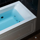 WOODBRIDGE 60" x 30" Alcove Acrylic Rectangular Whirlpool Heated Jetted Tub in White with Left Drain, Matte Black Finish, BS428-L-MB02