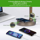 JCPYIUL Green Glass Bankers Lamp, Retro Desk Lamp with USB Wireless Charging Port, Classic Pull Chain Switch Table lamp, for Home Office nightstand Bedside Study Desk Library
