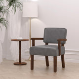 FAGAGA Faux Leather Accent Chair, Mid-Century Armchair with Wood Frame