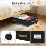 BETBEM Under Bed Storage with Wheels 2-Pack, 75L XXL Under the Bed Storage Containers Large, 12" Tall Adjustable Storage for Underbed with Lids, Rolling for Shoes, Clothes, Blankets (Black)