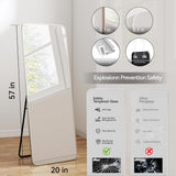 SCWF-GZ 57x20 Door Hanging Full Length Mirror, Floor Stand (Height 5.7ft just Body in1.3ft) Wall Mounted Metal Frame Rectangle Dressing Mirrors for Bedroom Room 57 inch Silver