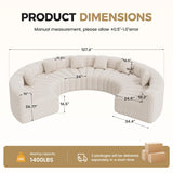 Oversized Curved Sofa, 6 Seater Modular Velvet Cloud Couch