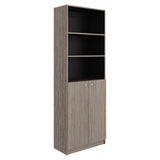 Tuhome Home 71" Tall Standard Bookcase with 6 Open Storage Shelves, 2 Doors, Closed Back, Freestanding Living Room, Office or Bedroom Storage (Model M4), Silver Oak/Wenge