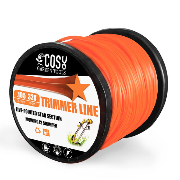 COSY GARDEN TOOLS String Trimmer Line, Commercial Grade Orange Pentagon Weed Eater String, Premium Nylon Universal 0.105