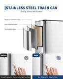 Garvee Space-Saving Bedroom Trash Can, 4 Gallon Small Trash Can with Soft-Close Lid, Foot Pedal & Removable Inner Bucket, Silver