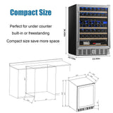 Antarctic Star 24 Inch Wine Fridge, 52 Bottle Wine Cooler Refrigerator. 39-64°F Dual Zone Wine Refrigerator Glass Door