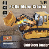 FANXMF RC Skid Steer Loader Construction Truck 1/14 Remote Control Bulldozer Crawler with Lights 9 Channel RC Front Loader 360° Rotation 2.4G Full Function Engineering Vehicle Excavator Toys
