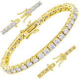 Gugots Moissanite Tennis Bracelet for Women Men S925 Sterling Silver D Color VVS1 Round Cut Moissanite Bracelet 4MM 7inch Yellow Gold Plated