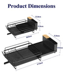 Kitsure Large Dish Drying Rack - Extendable Dish Rack, Multifunctional Dish Rack for Kitchen Counter, Anti-Rust Dish Drainers with Cutlery & Cup Holders 19.2"-26.7" L x 12.9" W, Black