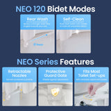 LUXE Bidet NEO 120 - Single Nozzle, Self-Cleaning, Non-Electric Bidet Attachment for Toilet Seat, Adjustable Water Pressure, Rear Wash (Gold)
