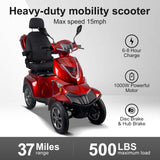 Heavy Duty 4 Wheel Mobility Scooters for Seniors, 1000W Powerful Motor Electric Mobility Scooter, 60V 20Ah All Terrain Mobility Scooters for Travel with Safety Belt/Charger/Basket/Rearview Mirror