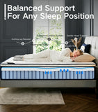 Full XL Mattress, 14 Inch Fiberglass-Free Full Mattress with Cooling Gel Memory Foam & Pocket Springs, Medium Firm for Pressure Relief, Excellent Edge Support, Motion Isolation, Back Neck Pain Relief