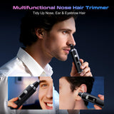 Savilab Nose Hair Trimmer for Men and Women, USB Rechargeable Electric Facial and Ear Hair Remover with LED Display, Dual-Edge Blades for Smooth, Painless Eyebrow Grooming (Black)