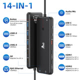 13-in-1 Docking Station Dual Monitor 4K LIONWEI USB C Hub for Laptop Mac