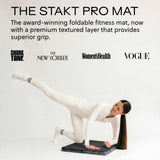 Stakt Foldable Yoga Mat Pro, 2 in 1 with Premium Textured Grip, Non Slip, Folding Exercise and Fitness Mat for Pilates, Strength Training, and High Impact Workouts - Black