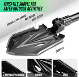 Zune Lotoo Camping Shovel Folding Multitool, 18 in 1 Compact Tactical Survival Shovel High Carbon Steel Camping Gear for Men Outdoor Hiking Backpacking Spade Emergency Car Offroad Entrenching Tool