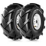 RONPOW 11x4.00-4 Tiller Tire and Wheel, 1" Axle Bore, 3-1/8" Centered Hub, 400 lb Load Capacity, 4 Ply Pneumatic Replacement Tire for Rototiller & Garden Tiller, 2 Pack Silver